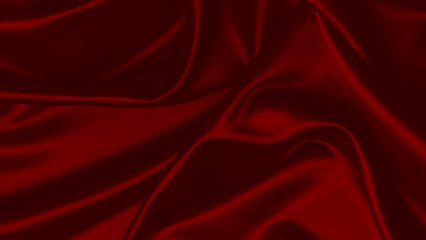 Realistic red silk top view vector background. Elegant and soft royal backdrop of shine flowing surface. Red luxurious background design.