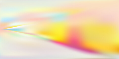 A refracted ray of light passing through a prism as an overlay layer. Abstract vector background with a gradient mesh and rainbow neon shining tints.