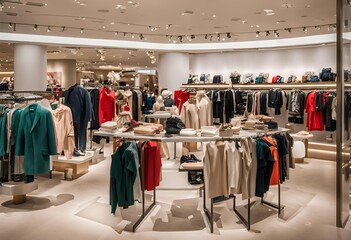 Very beautiful outfits cloths in the shopping mall sale concept