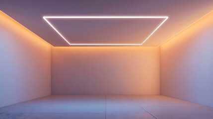 LED strip light and illumination Also called ribbon light or LED tape to suspended on ceiling in plasterboard in empty living room include down light white wall Interior home design an : Generative AI