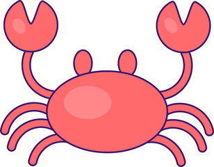Crustacean crab with funny raised claws. Sea animal Asian delicacy. Summer holiday icon. Simple stroke vector element isolated on white background