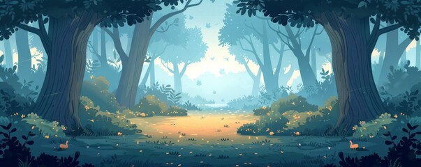 A mystical forest enchanted by ancient magic, where hidden groves and sacred clearings hold the secrets of nature's power.   illustration.