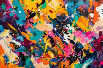 Vibrant Abstract Painting Symbolizing Social Media Frenzy
