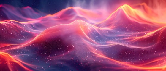 Fototapeta premium Abstract 3d rendering of waves. Futuristic background with dynamic particles. Abstract line art wallpaper for desktop