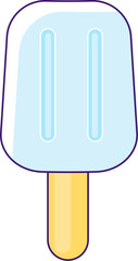 Summer refreshing ice cream coated with milk chocolate. Frozen glazed popsicle on stick. Summer holiday icon. Simple stroke vector element isolated on white background