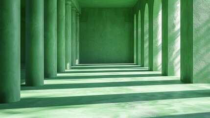 3d Polished Square Columns on Green Background with Fine Grain