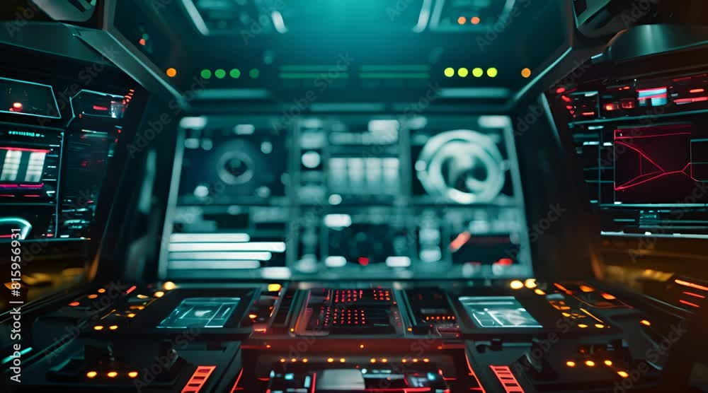 Aufkleber display screen with high technology hud motion background in ship cockpit