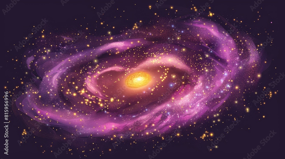 Canvas Prints galaxy background with nebulas in outer space, magical gold spiral light clouds isolated on transpar