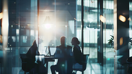 Business people at work in a busy luxury office space : Generative AI
