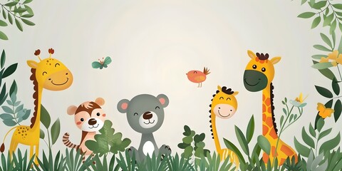 Obraz premium Playful Animal Friends Exploring the Vibrant Ecosystems of the Natural World