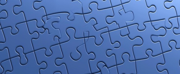 Jigsaw Puzzle Pattern Texture Separated On A Blue Background, 3D Illustration, 3D Rendering