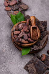 Natural cocoa powder, cocoa beans and chocolate