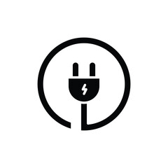 Electric plug icon. Simple solid style. Electrical socket, power, connect, cord, electro, electrician, cable, wire, energy concept. Silhouette, glyph symbol. Vector illustration isolated.