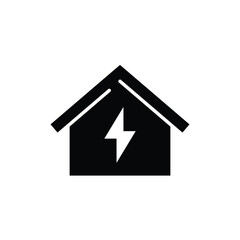 Home electrification icon. Simple solid style. House with lightning bolt, electric, construction, light, building, energy concept. Silhouette, glyph symbol. Vector illustration isolated.