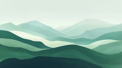 Naklejka premium Abstract Green Stylized Mountain Landscape