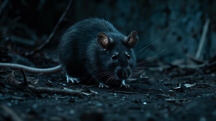 dramatic cinematic rat portrait intriguing rodent character study moody animal photography concept