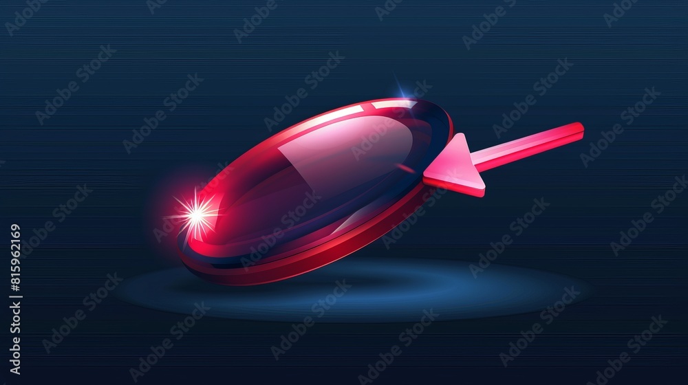 Poster a realistic looking click here button with a 3d cursor arrow on a transparent background. modern ill