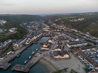 Portreath harbour from the air cornwall uk 