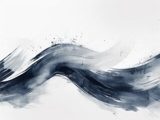 Art painting of a wind wave in electric blue on white background