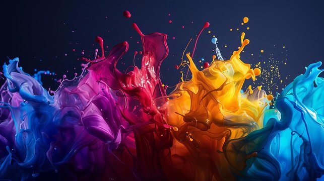 dynamic abstract paint splash background vibrant liquid spectrum illustration