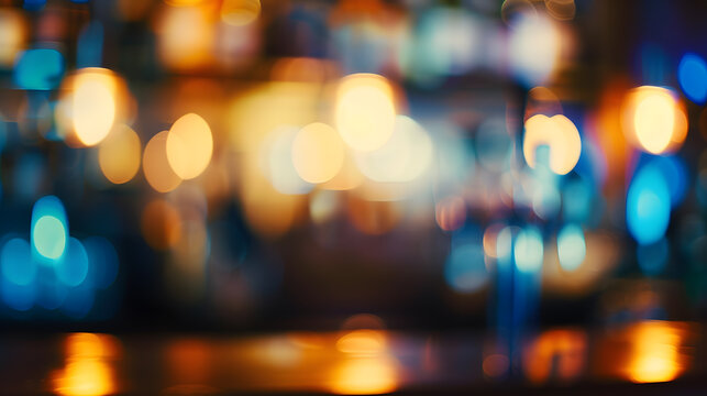 Blurred background of bar or pub interior with bokeh : Generative AI