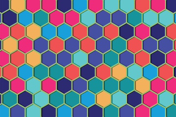 Colorful hexagonal with shadow background. Honeycomb background.