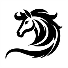 Horse black silhouette flat vector logo style illustration