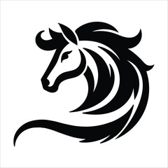 Horse black silhouette flat vector logo style illustration