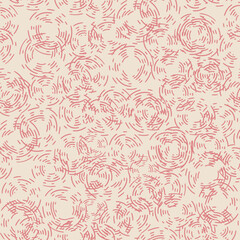 Abstract bubbles seamless vector pattern background. Pink white scribbled circular overlapping shapes creating bubble texture. Texture backdrop for summer, drinks, baby. All over print.
