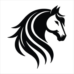 Horse black silhouette flat vector logo style illustration