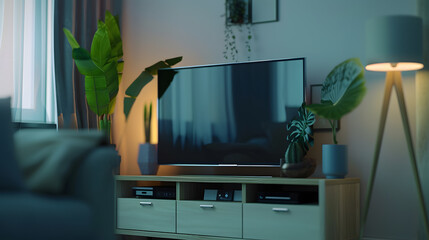 Stylish bedroom interior design with modern tv unit : Generative AI