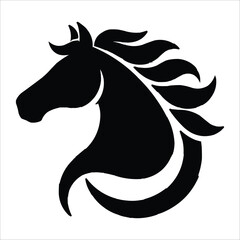 Horse black silhouette flat vector logo style illustration