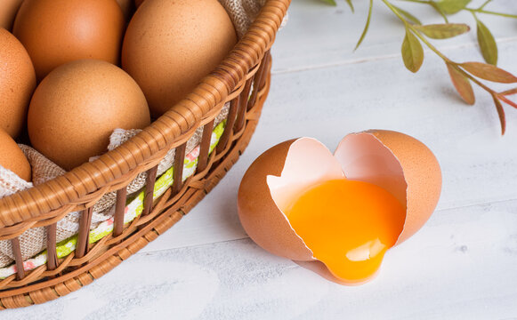 raw broken chicken egg