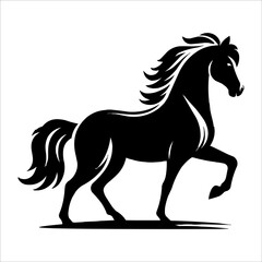 Obraz premium Wild horse black silhouette flat vector illustration