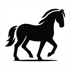 Obraz premium Wild horse black silhouette flat vector illustration