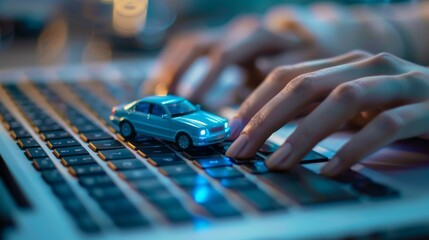 Car Model on Computer Keyboard