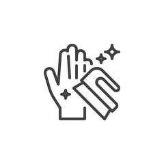 Hands scrubbing with a brush line icon