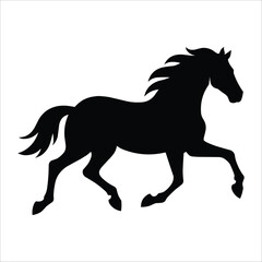 Obraz premium Wild horse black silhouette flat vector illustration