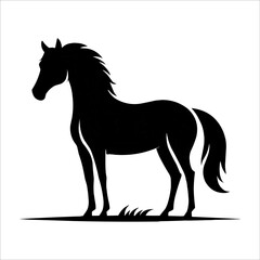 Obraz premium Wild horse black silhouette flat vector illustration