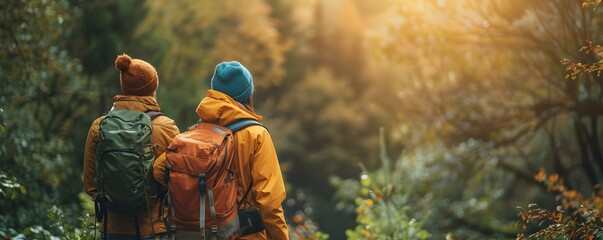 Outdoor Enthusiasts Documenting Nature Sightings for Citizen Science in Lush Forest Landscape