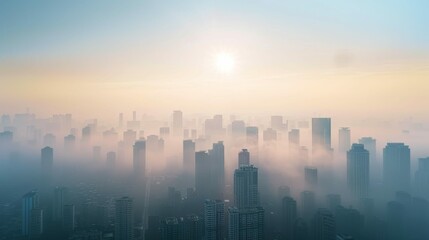 Fototapeta premium Urban Landscape Shrouded in Smog Highlighting the Global Air Pollution Issue