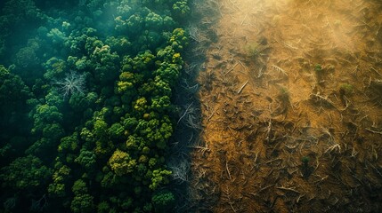 The image shows the destruction of the rainforest.