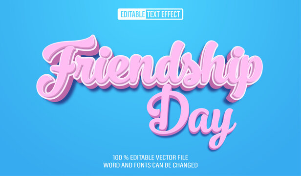 Editable 3d text style effect - Friendship Day  text effect Template