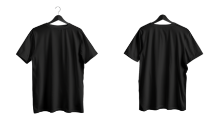 Black t-shirt mockup featuring front and back view.