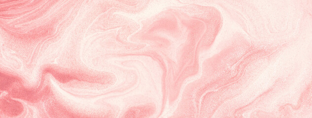 Abstract fluid art background light pink and peral colors. Liquid marble. Acrylic painting with rose shiny gradient.