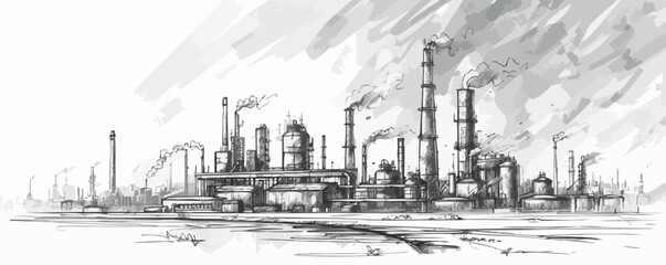 Old factory sketch hand drawn sketch in doodle style Vector illustration