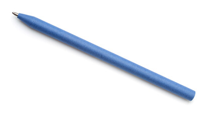 Top view of blue recycled paper pen