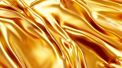 Luxurious golden silk background with soft flowing waves