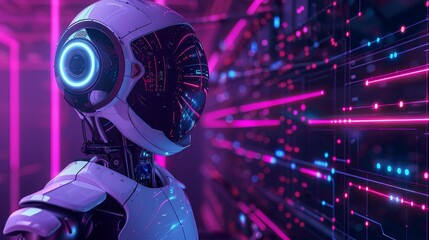 Fototapeta premium futuristic ai chatbot interface artificial intelligence connected to computer processing unit technology concept illustration
