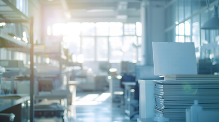 Fototapeta premium Interior of an office in a printing company : Generative AI